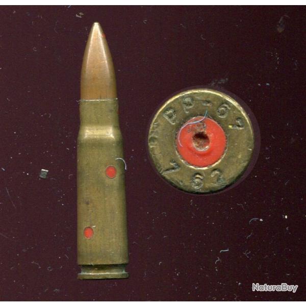 7.62 x 39 AK 47 - Tchcoslovaquie - Inerte de manipulation laiton/plastique - marquage : PP-67 7.62
