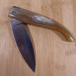 Couteau pliant régional SALADINI SCARPERIA "maremmano a foglia" corne ITALY COMME NEUF