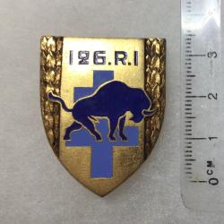 FRANCE INFANTERIE - Insigne 126° R.I. Régiment d?Infanterie bison bleu?Drago 1557