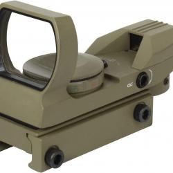 Red Dot Sight Réflexe Vert/Rouge Lunette de Visée Tactique Optique avec 4 Réticules Rail 20mm Kaki