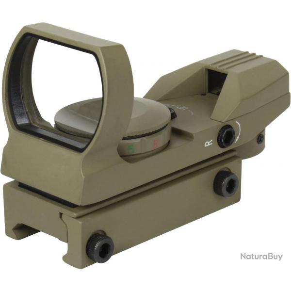Red Dot Sight Réflexe Vert/Rouge Lunette de Visée Tactique Optique avec 4 Réticules Rail 20mm Kaki