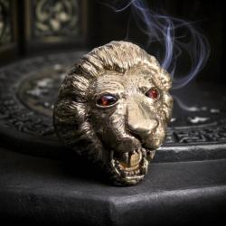 Bague chevaliere Tete de Lion en Laiton Massif T63 - Biker harley Gothique davidson rock