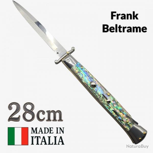 Couteau cran d'arrt 28cm abalone garde basculante  pompe arriere Frank Beltrame