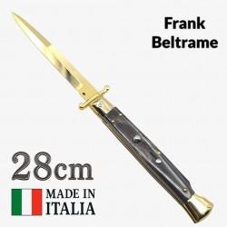 Couteau cran d'arrêt 28cm buffle gold garde basculante  pompe arriere Frank Beltrame