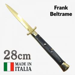 Couteau cran d'arrêt 28cm ebene gold garde basculante  pompe arriere Frank Beltrame