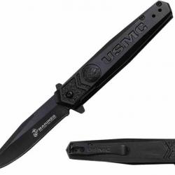 Couteau USMC A/O Lame Acier 3Cr13MoV Manche Aluminium Noir Liner Lock USMA3009BK