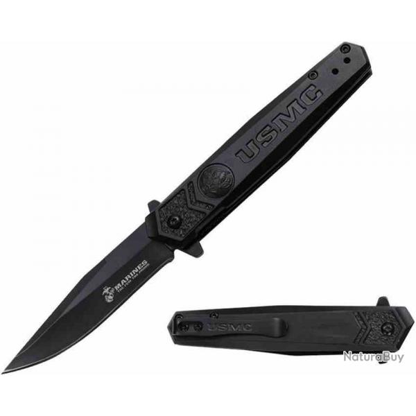 Couteau USMC A/O Lame Acier 3Cr13MoV Manche Aluminium Noir Liner Lock USMA3009BK