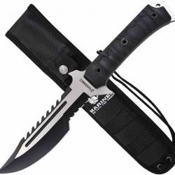 Couteau Tactical USMC Lame Acier 3Cr13MoV Manche G10 Noir Etui Nylon USMFIX3006BK