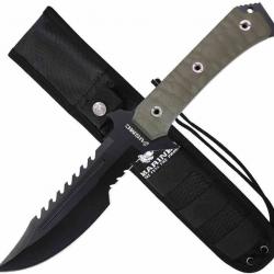 Couteau Tactical USMC Lame Acier 3Cr13MoV Manche G10 Green Etui Nylon USMFIX3006GN