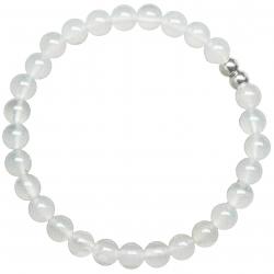 Bracelet en agate blanche - Perles rondes 6 mm