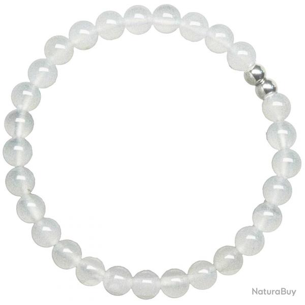 Bracelet en agate blanche - Perles rondes 6 mm
