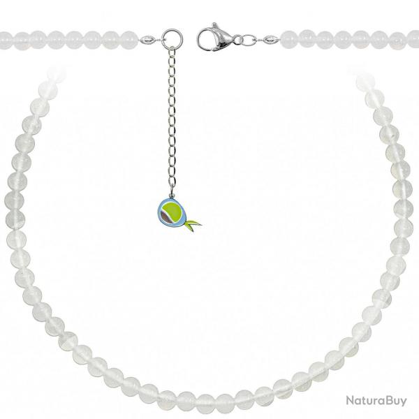 Collier en agate blanche - Perles rondes 6 mm - 60 cm
