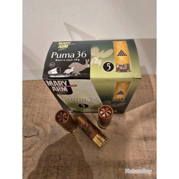 Lot de 3 boite de cartouches Mary Arm Puma 36 12/70 plomb de 5 bourre jupe