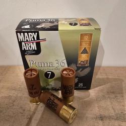 Carton de 10 boites de cartouches Mary Arm puma 36 12/70 plomb de 7 bourre jupe