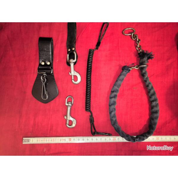 Lot occasion dragonne spirale chaîne gaine toile crochets d'attache et pattes de cuir pour ceinture