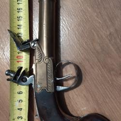 pistolet de marine &agrave; silex en bronze