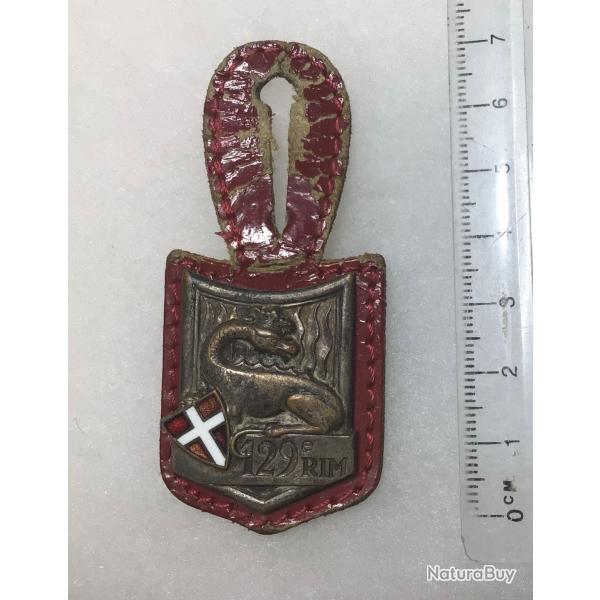 FRANCE INFANTERIE Insigne 129 R.I.M  Rgiment d?Infanterie Motoris avec cuir?