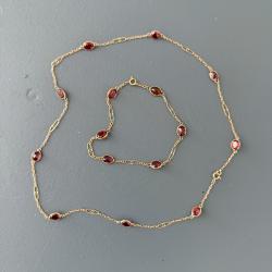 Magnifique parure or 18 Carats - Collier et bracelet - pierres rouges