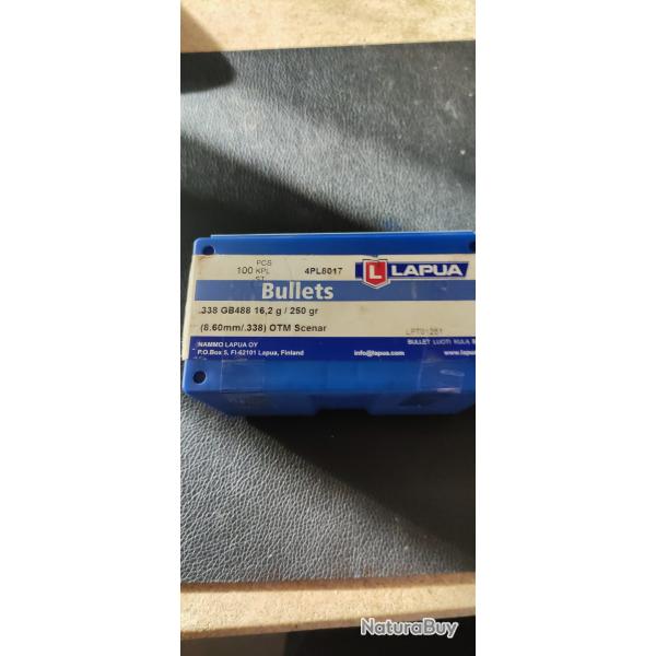 Ogives lapua scnar 338 250 gr