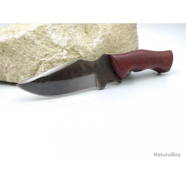 Poignard de chasse Brut de Forge en Acier Carbone avec Etui en Cuir