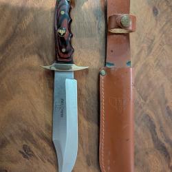 Couteau Bowie / chasse  Bush Line  garde & pommeau laiton  étui cuir