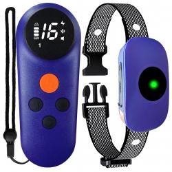 Collier de Dressage Intelligent pour Chien Bip Vibration Choc Étanche Télécommande Rechargeable Bleu
