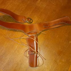 Ceinturon holster buscadero western cuir véritable