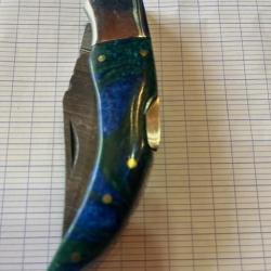 COUTEAU LAME DAMAS BLEU VERT