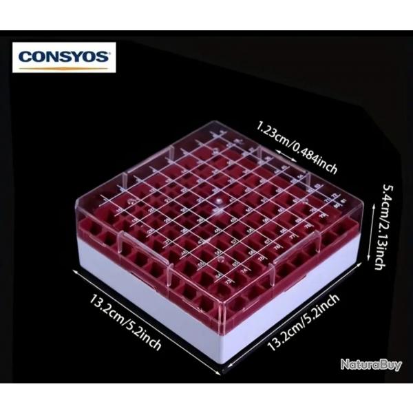 Bote rangement/Organisateur pour Tubes Poudre noire. Grande capacit 81 emplacements.