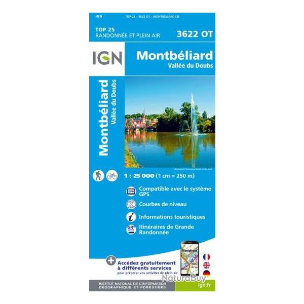 CARTE IGN 3622OT MONTBLIARD VALLE DU DOUBS