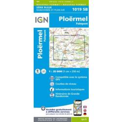 CARTE IGN 1019SB PLOËRMEL PAIMPONT