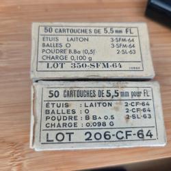 2 x boite 50 cartouches de 5.5 mm FL