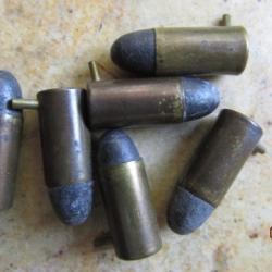 lot 6 munition Lefaucheux à broche 7mm culot OA7  anciens poudre noire pour présentation