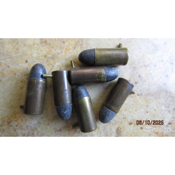 lot 6 munition Lefaucheux  broche 7mm culot OA7  anciens poudre noire pour prsentation