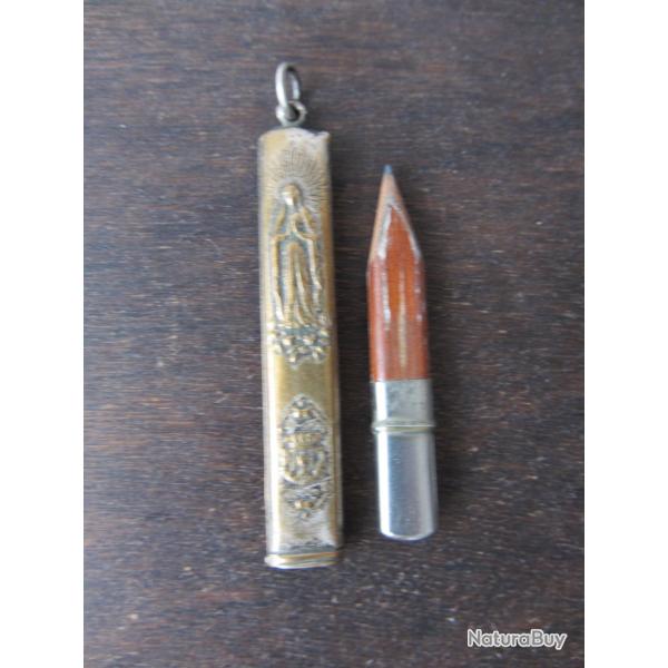 Porte crayon en laiton et mtal argent 1900