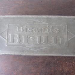 Boite biscuits BRUN en fer blanc 1950