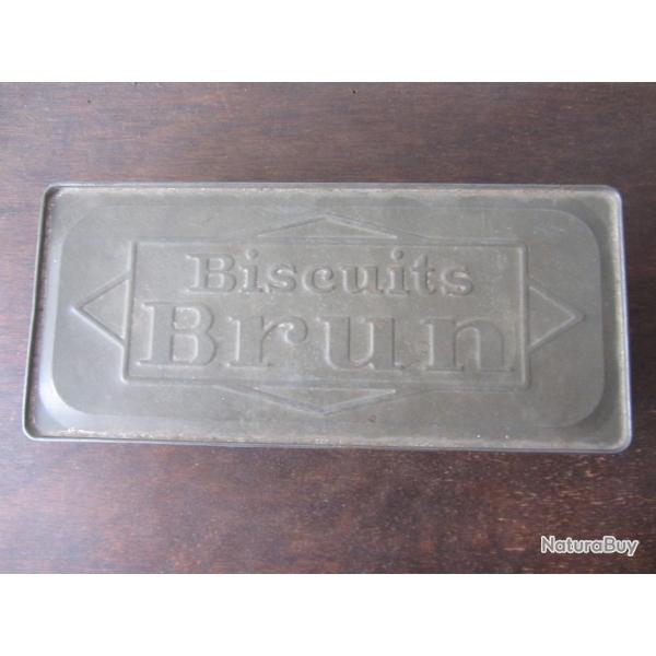 Boite biscuits BRUN en fer blanc 1950