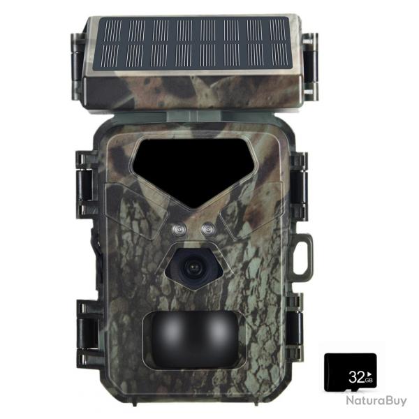 Caméra de Chasse Solaire 20MP 1080P Vision Nocturne Infrarouge, Détection 0,3s IP65 Étanche