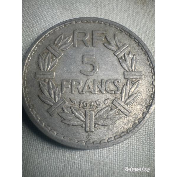 Pice 5 Francs Lavrillier 1945 C - Castelsarrasin - Aluminium - SUP