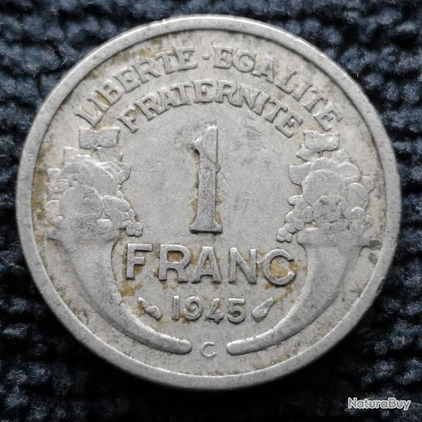 Monnaie France - 1945 C - 1 franc Morlon Aluminium, lgre (1.3 gr) (Grade : AB) - Ref N1676