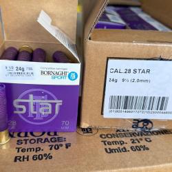 1 Carton de 250 cartouches Bornaghi Calibre 28 star 24g plombs de 9.5