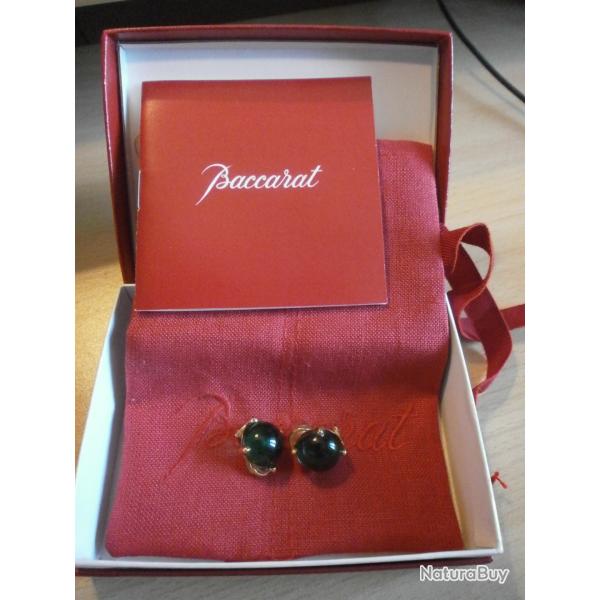 Boucles d'oreilles clip Baccarat en Cristal meraude avec Monture en or