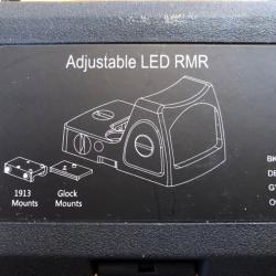 Point rouge: Mini Reflex Red Hot Sight ajustable LED RMR, montage pour Glock et rail picatinny 22 mm