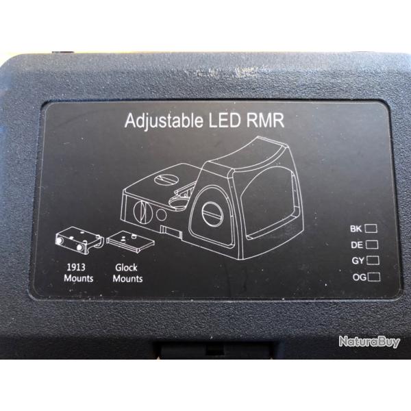 Point rouge: Mini Reflex Red Hot Sight ajustable LED RMR, montage pour Glock et rail picatinny 22 mm