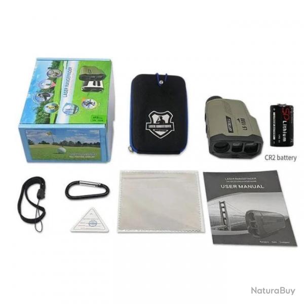 Tlmtre Laser 1000M 6x +Pochette Crochet *Enchre* Vert pour Chasse Golf Outdoor Artbull