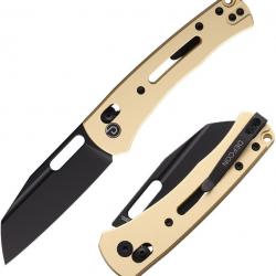 Couteau Defcon Tan Lame Acier 14C28N Reverse Tanto Manche Alu Axis Lock TD023DC