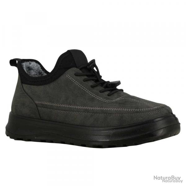 Baskets fourres effet peau de pche gris