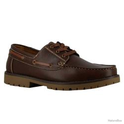 Chaussures bateau semelle crantée synthétique marron