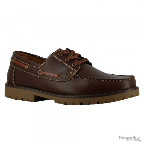 Chaussures bateau semelle crante synthtique marron