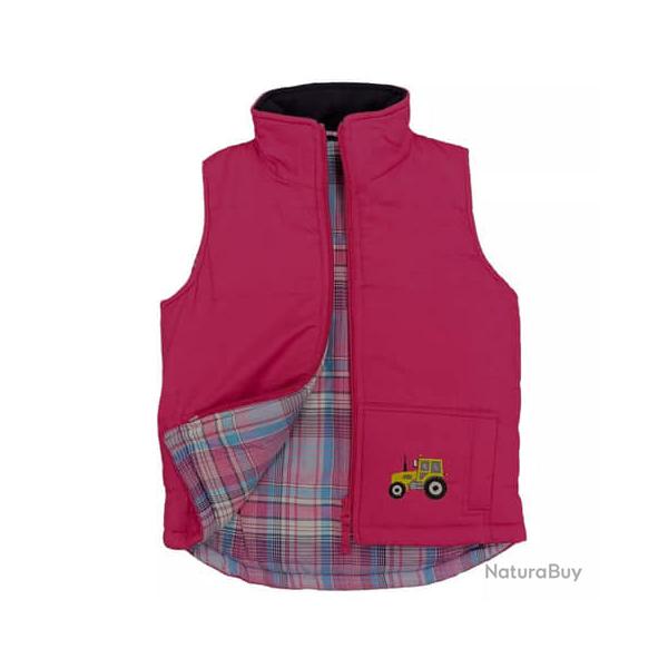 Gilet  matelassé enfant Rose tracteur